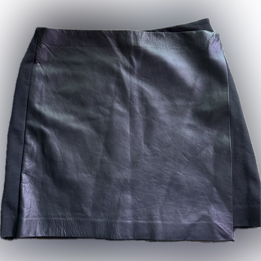 Theory Black Leather Stilla Mini Skirt size 00 - Picture 2 of 7